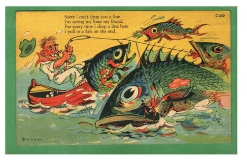Reelin' In The Laughs: A Tacklebox of Vintage Funny Fishing Postcards Softbound Book (Signed by the AuthorMike Cox ) - Image 3
