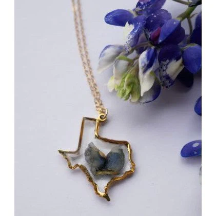 Remedy Designs Gold Pressed Texas Bluebonnet Necklace - Image 3