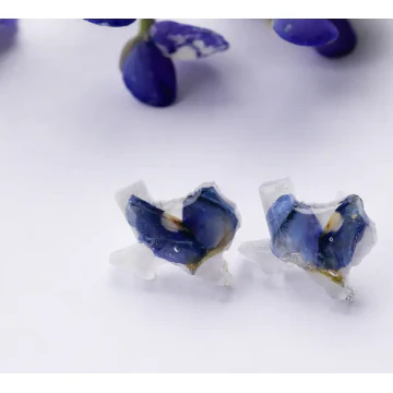 Remedy Designs Texas Shaped Pressed Bluebonnet Stud Earrings - Image 2