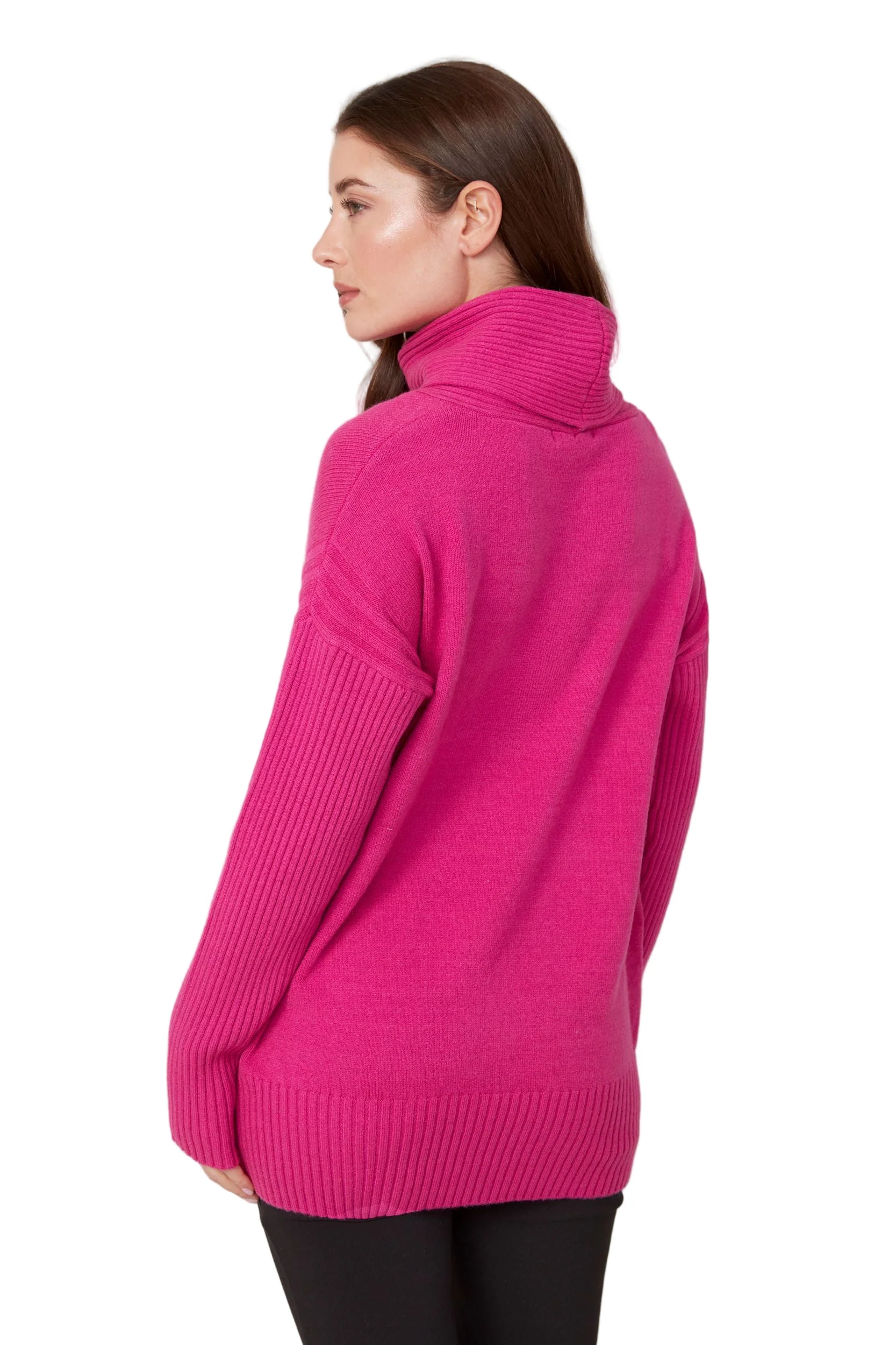 Renuar Cowl Neck Side Pockets Sweater (R6677-3391)(Mulberry) - Image 3