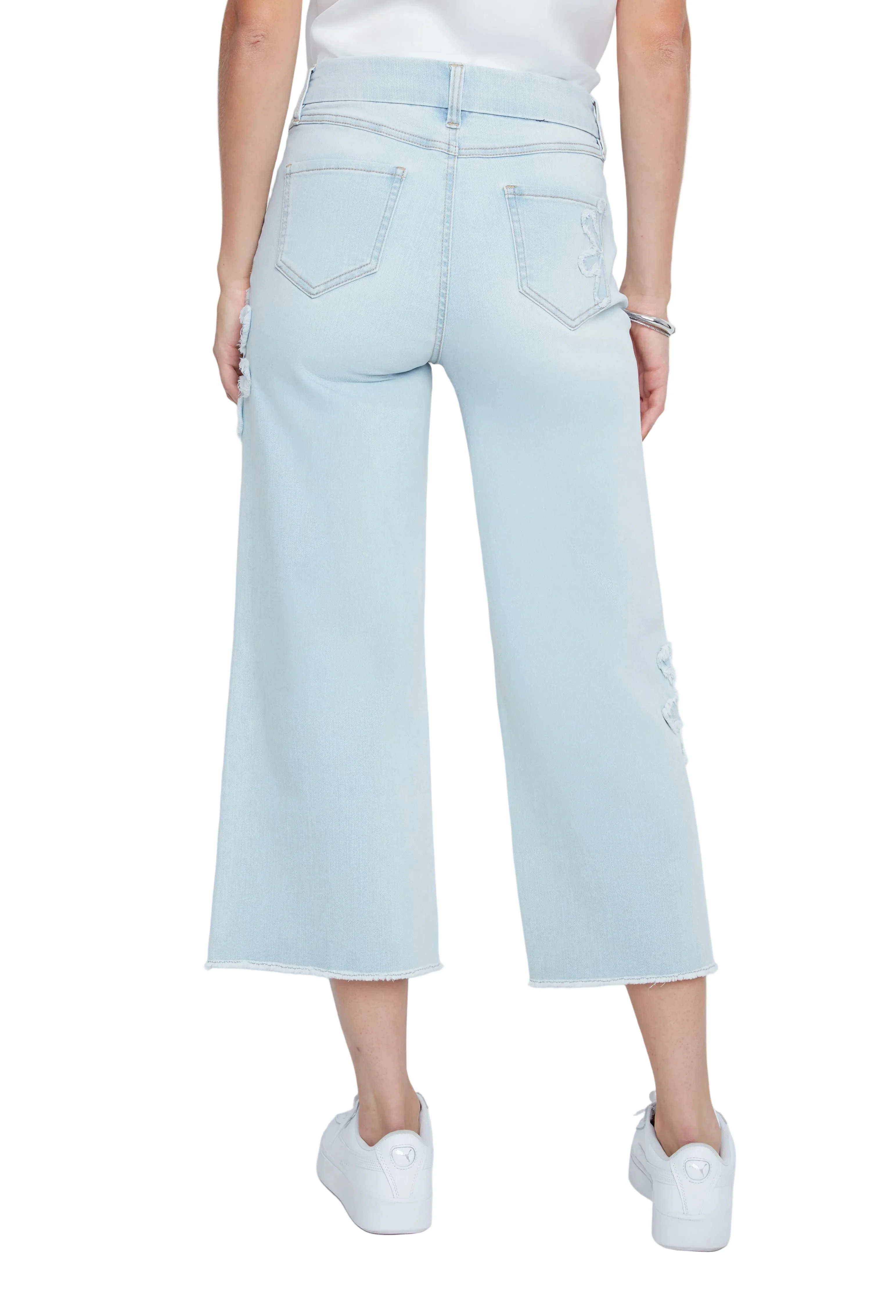 Renuar Fringe Applique Flower Woven Pant (R11057D E2141) (Bleached Blue Wash) - Image 2