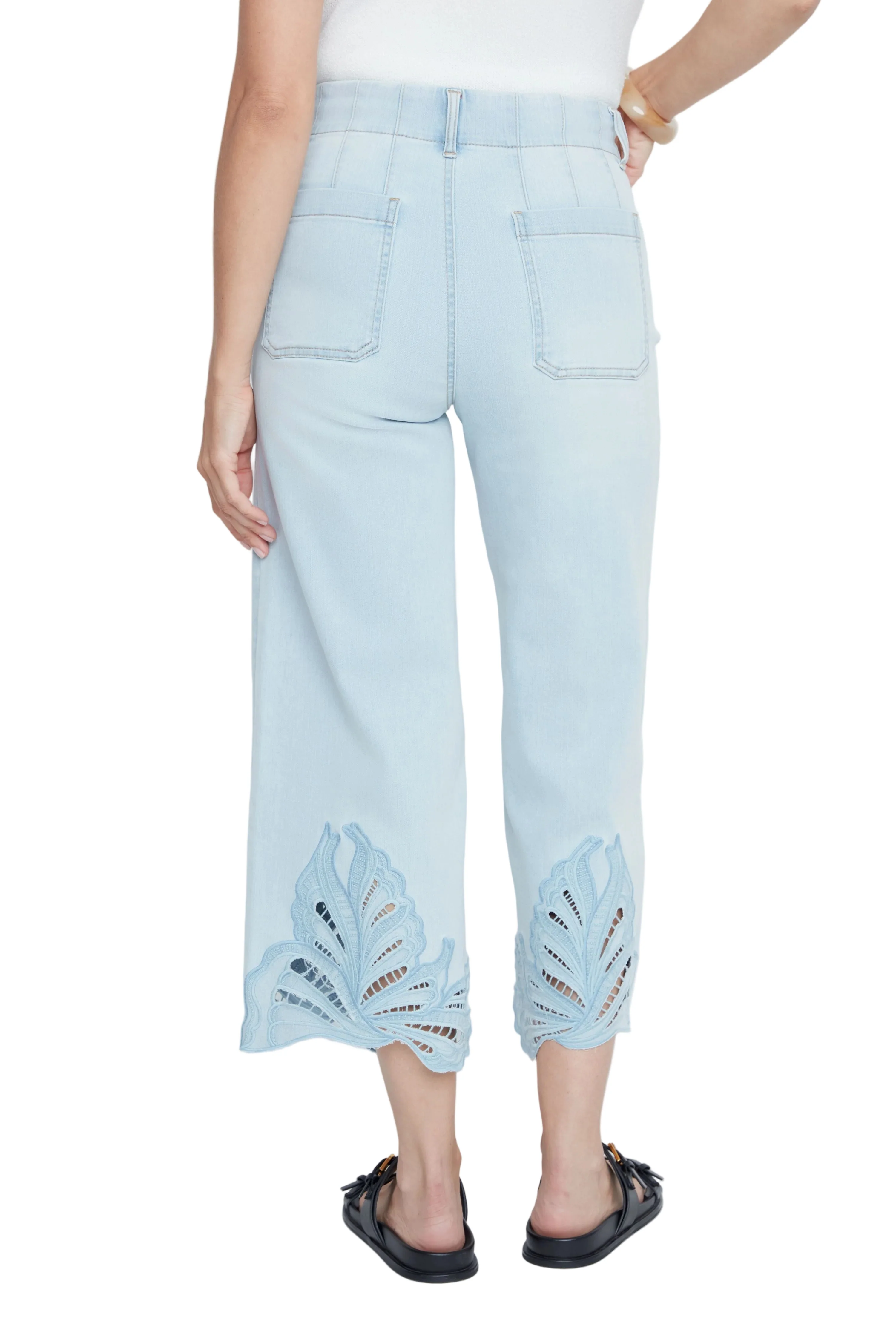 Renuar Embroidered Eyelet Woven Pant (R11043D E2141)(Bleached Blue Wash) - Image 3