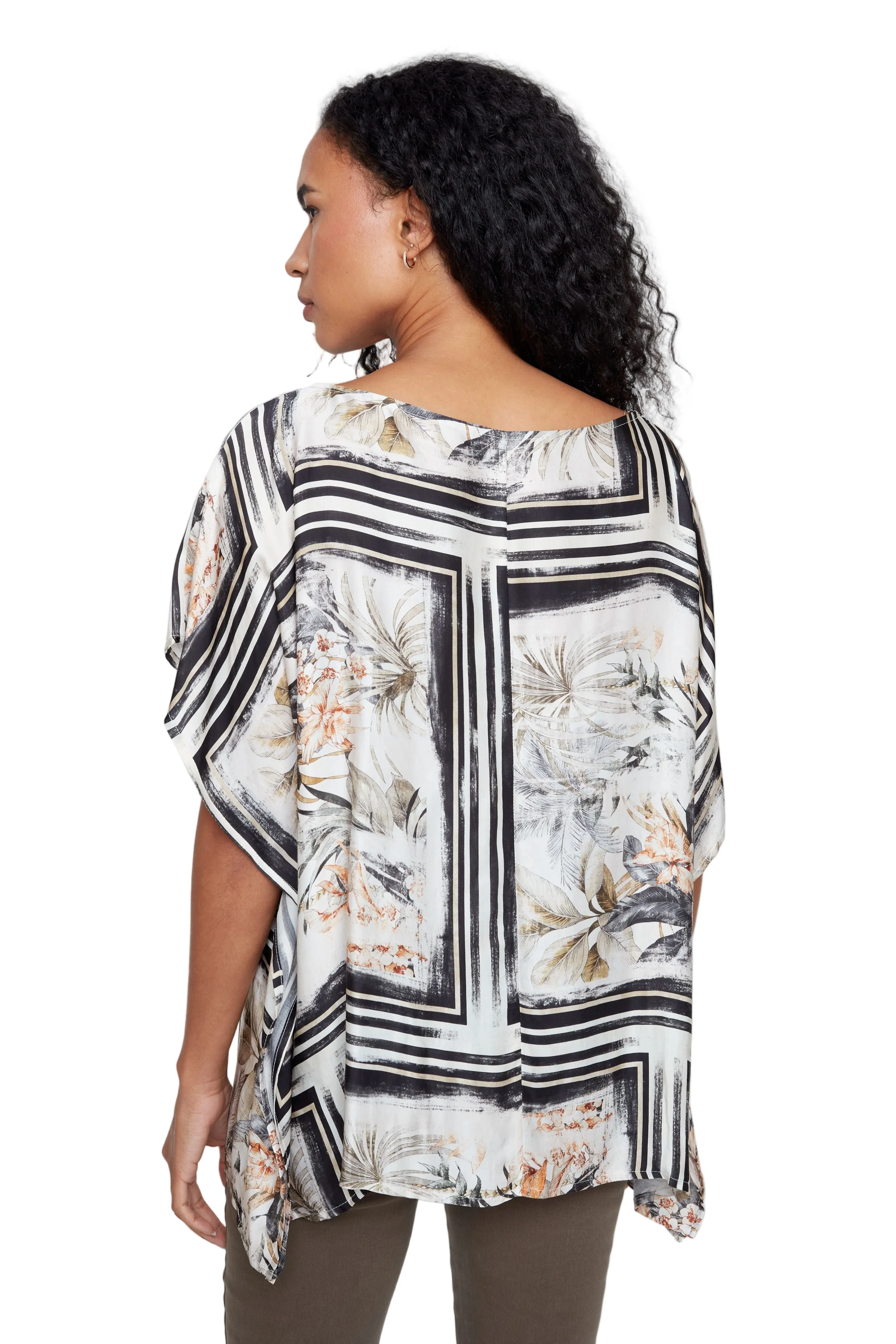 Renuar Woven Bat Wing  Blouse (R5258)(Black Combo) - Image 2