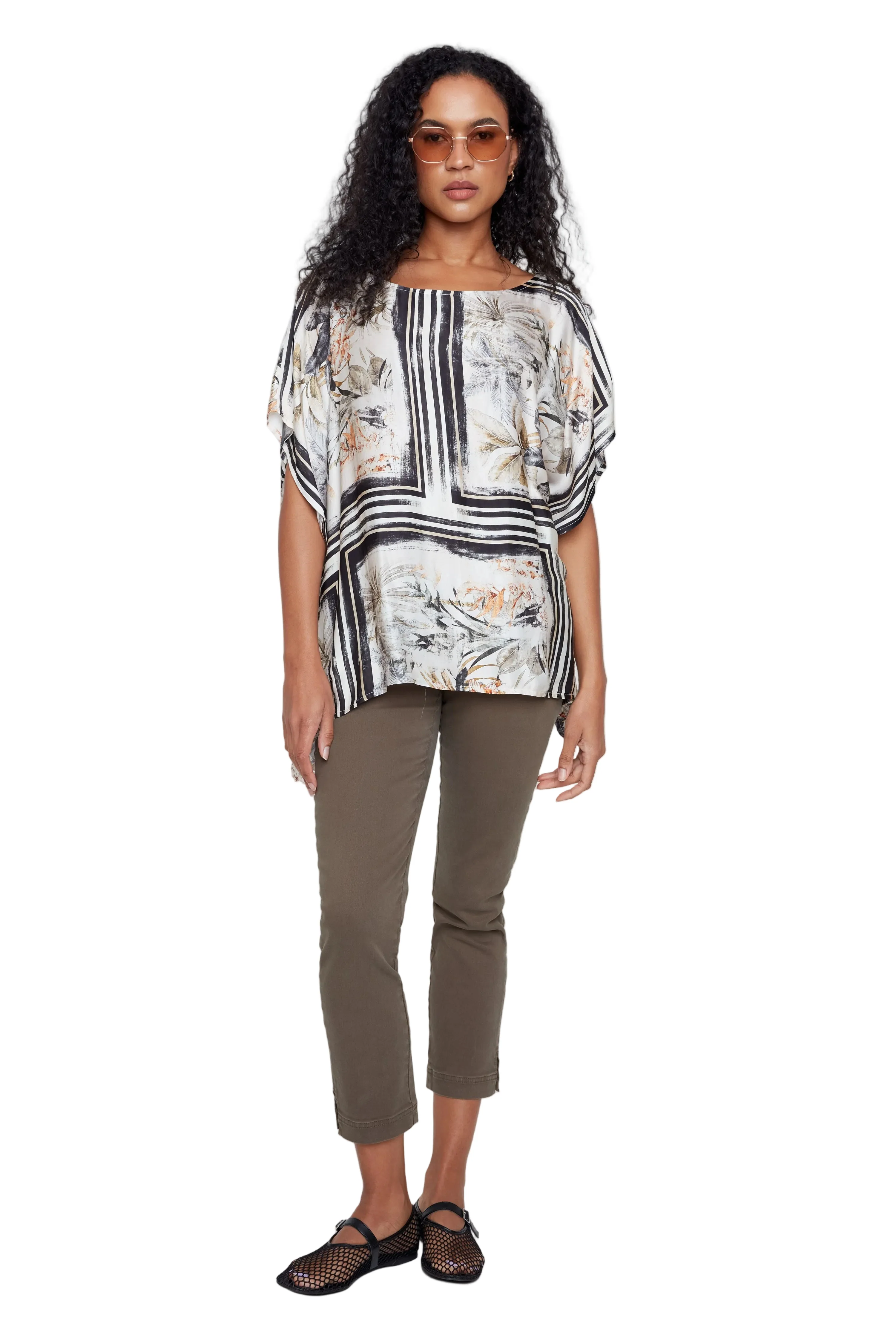 Renuar Woven Bat Wing  Blouse (R5258)(Black Combo) - Image 3