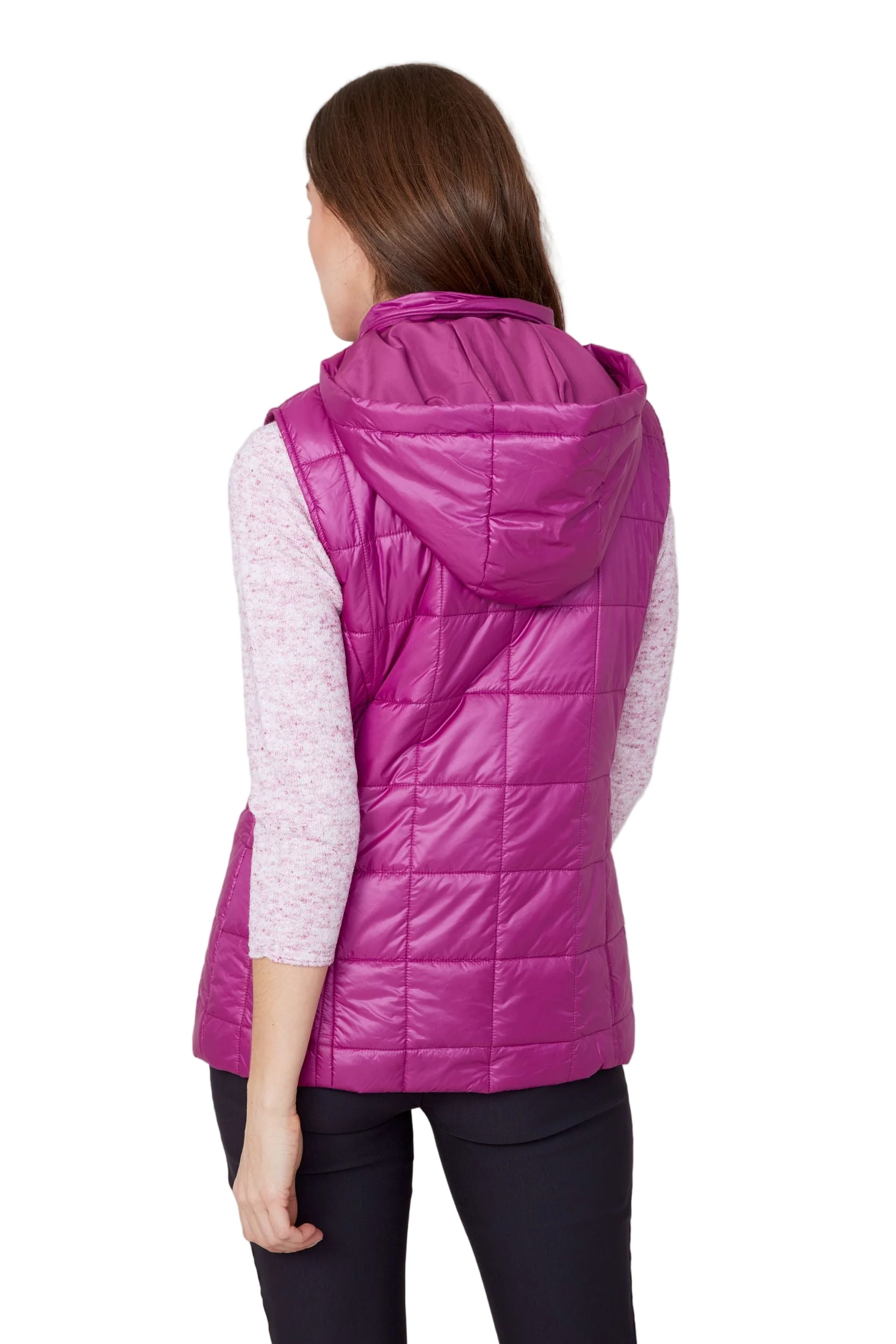 Renuar Luxe Quilted Puff Hooded Vest (R3907L-E3034)(Plum) - Image 4