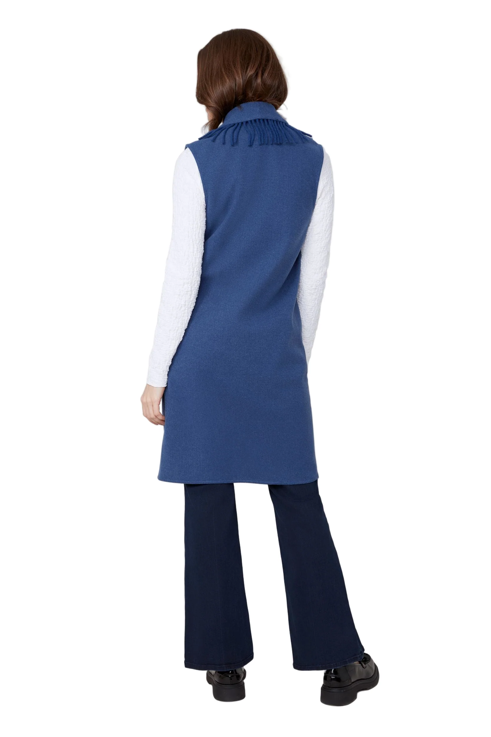 Renuar Oxford Blue Long Knit Vest - Image 3