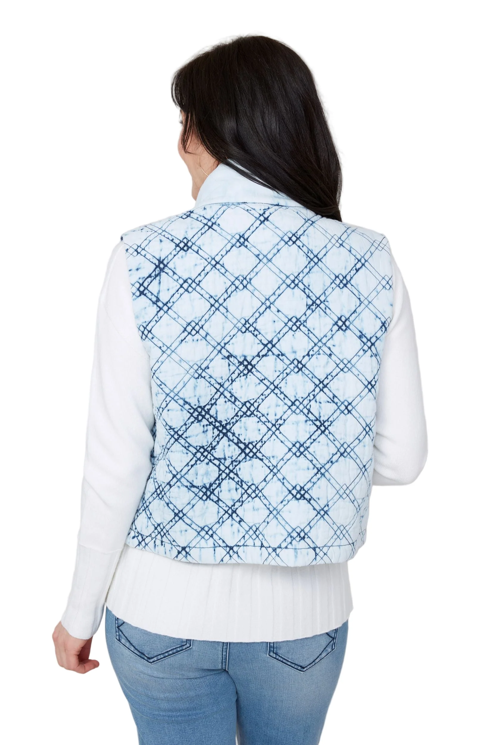 Renuar Quilted Snow Wash Short Vest ( R3908L-E3035) (BLUWHT) - Image 3