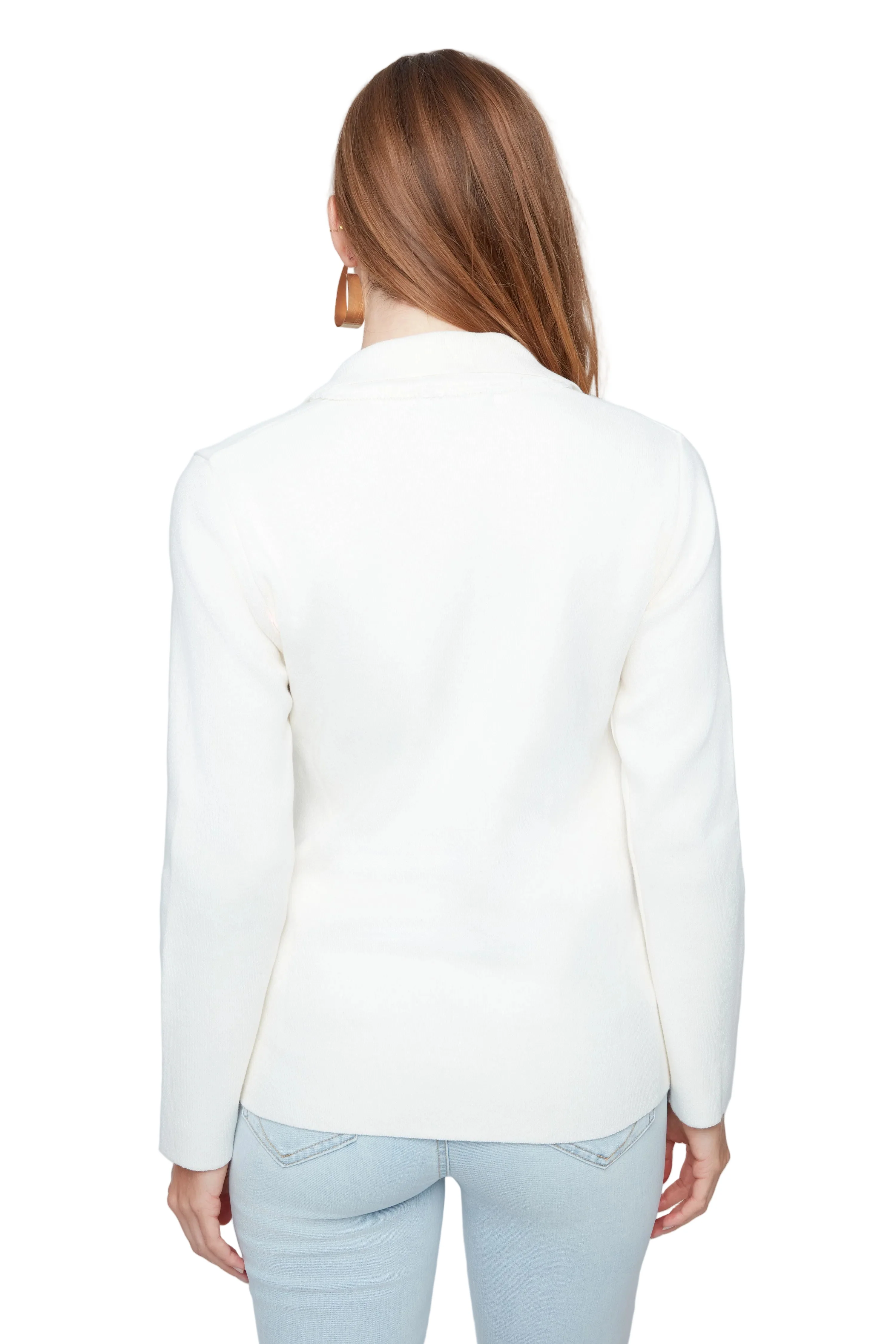 Renuar Patch Pocket Cardigan Sweater (R3947)(Creme) - Image 2
