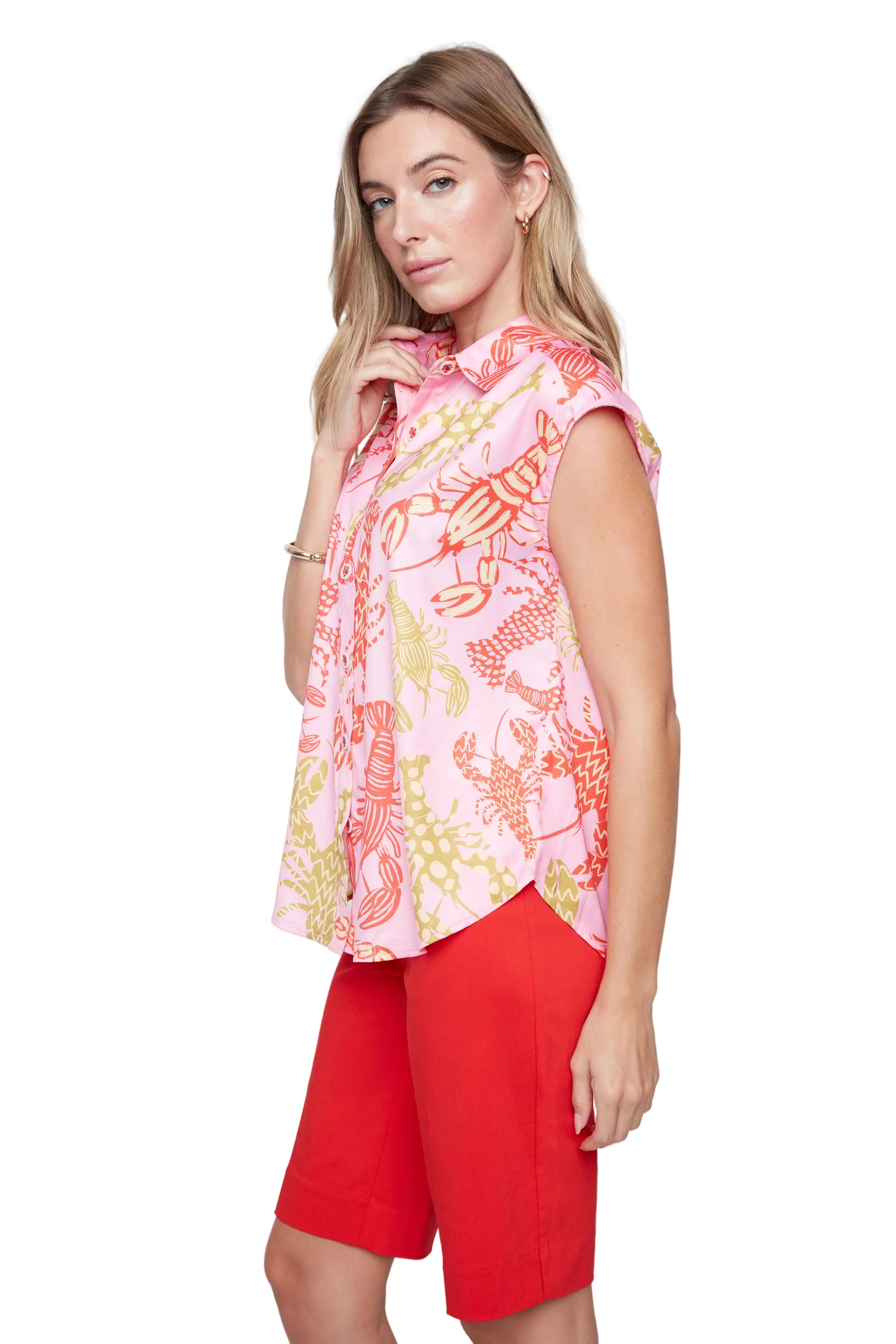 Renuar Lobster Print Blouse (R5261564)(Rose Blossum) - Image 3