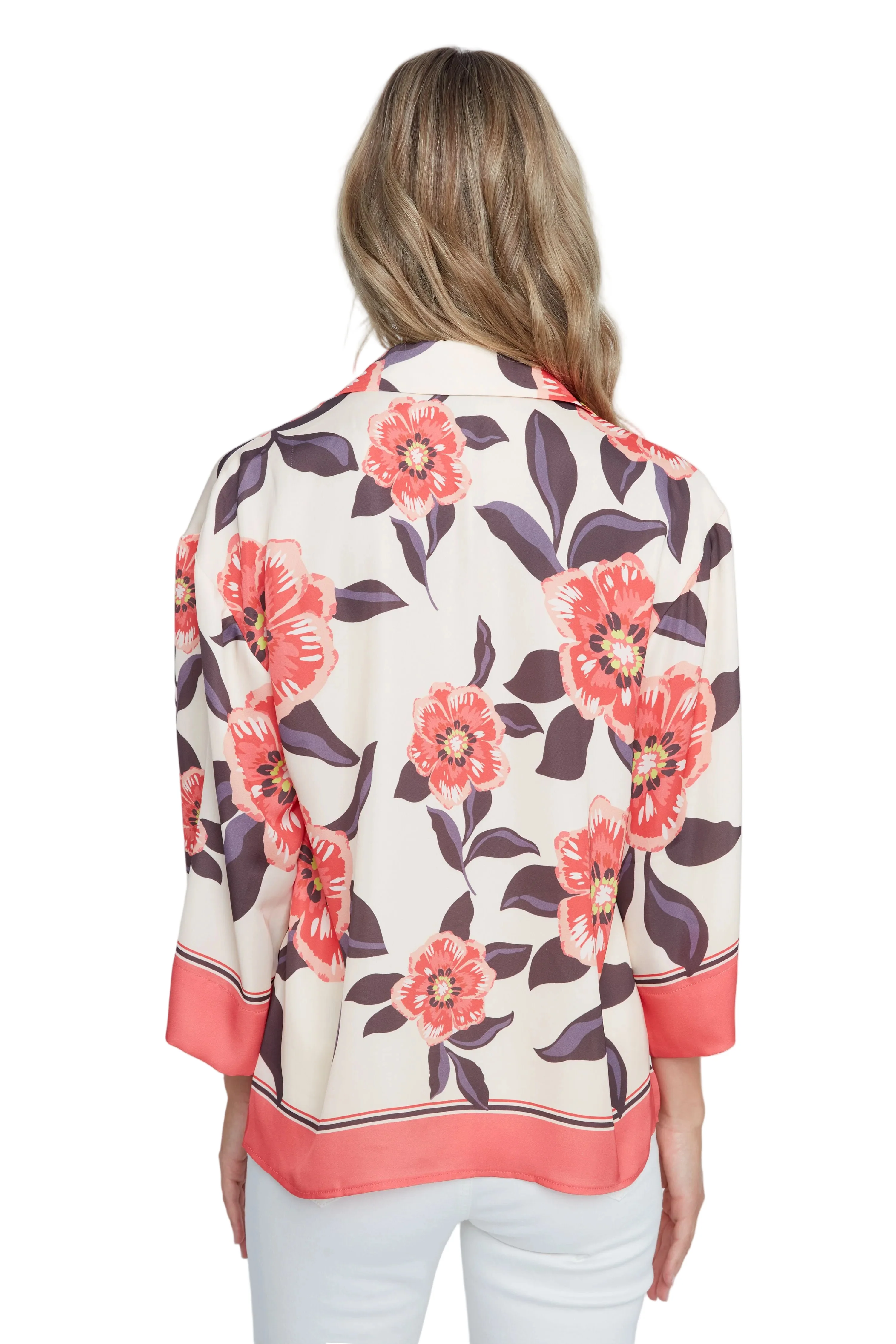Renuar Woven 3/4 Sleeve Blouse (R5247465) (Sorbet) - Image 2