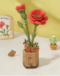 Robotime Red Carnation Wooden Puzzle - Image 2