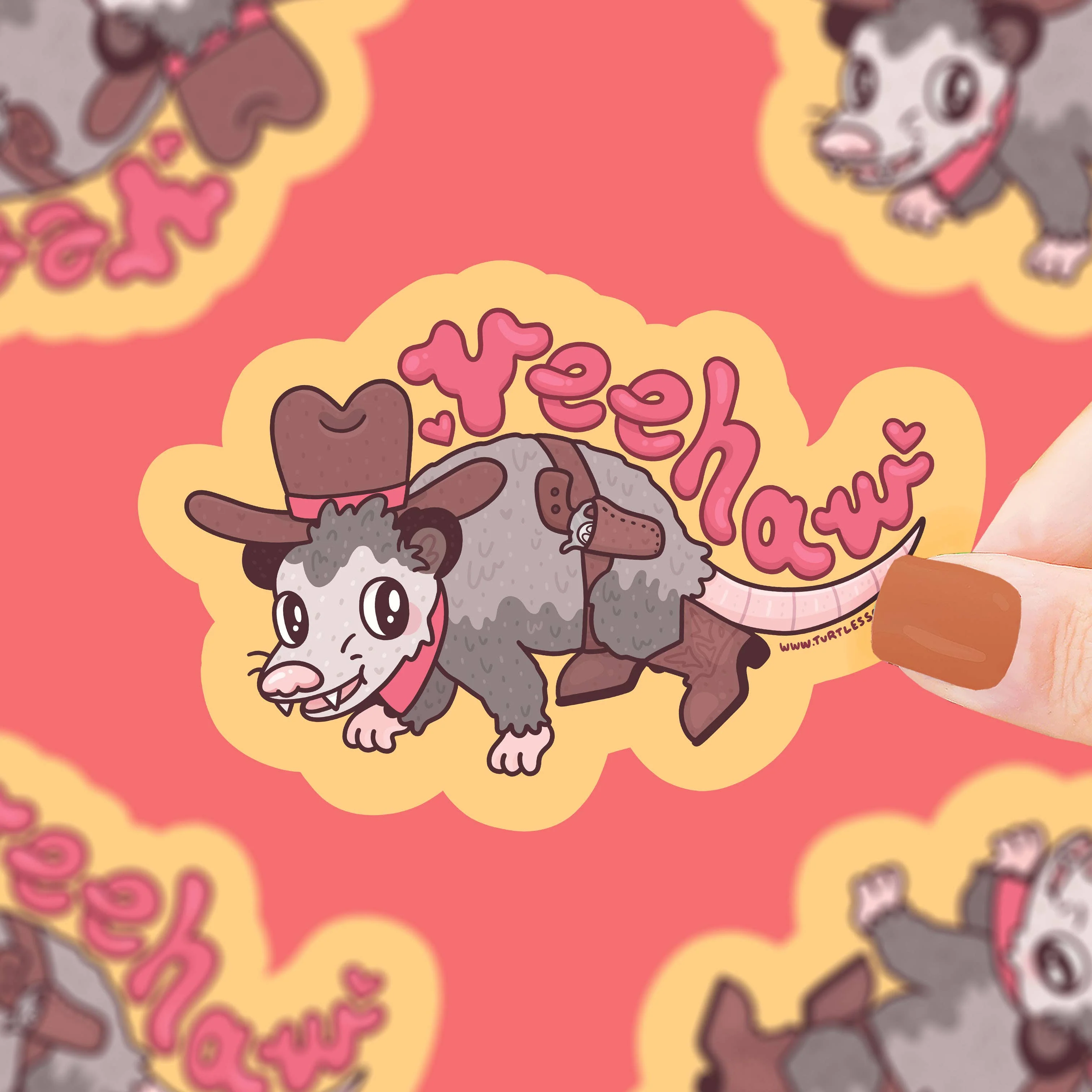 Rodeo Opossum Yee Haw Cowboy Western Vinyl Sticker