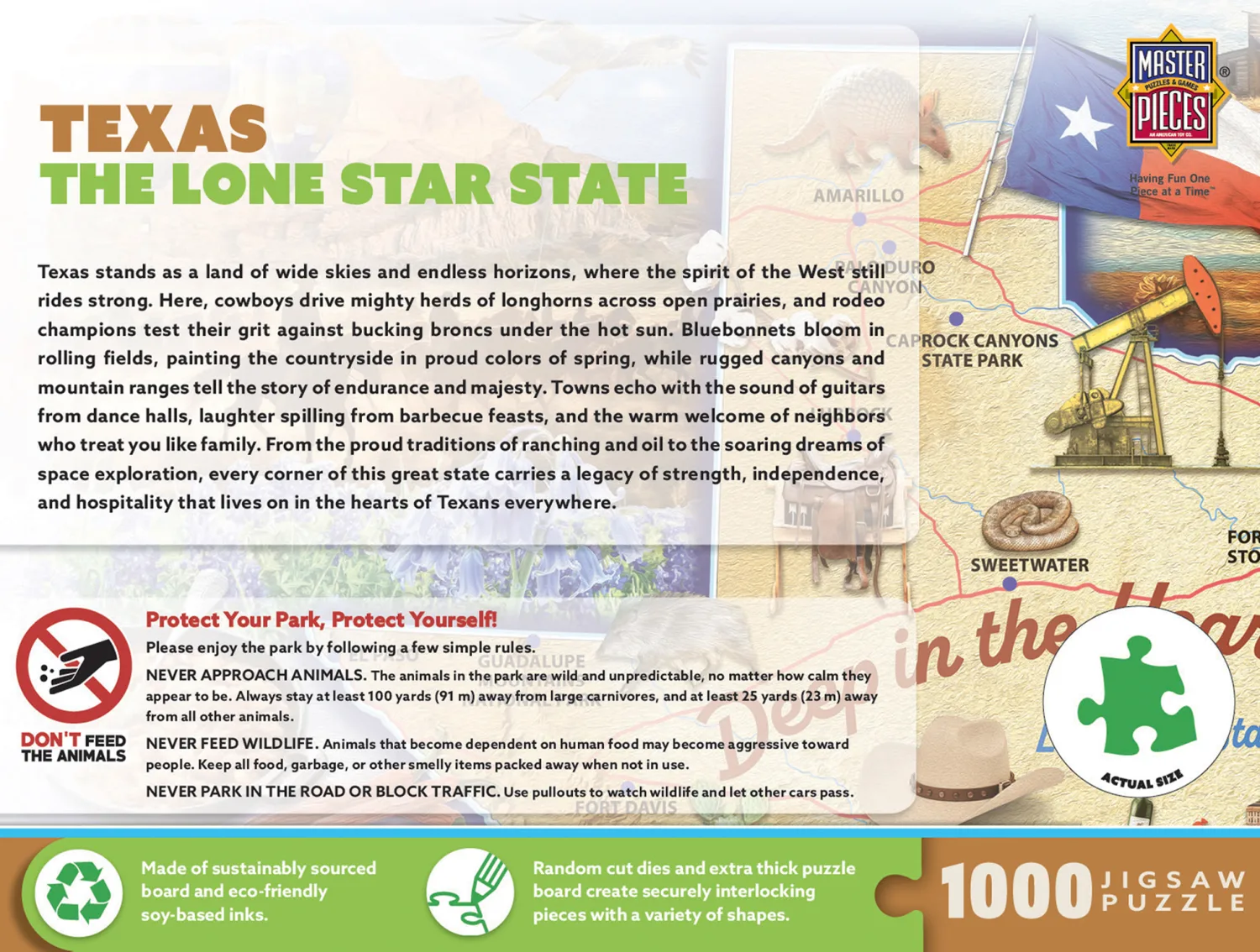 Texas Map Deep In The Heart 1000 Piece Jigsaw Puzzle (72620) - Image 2