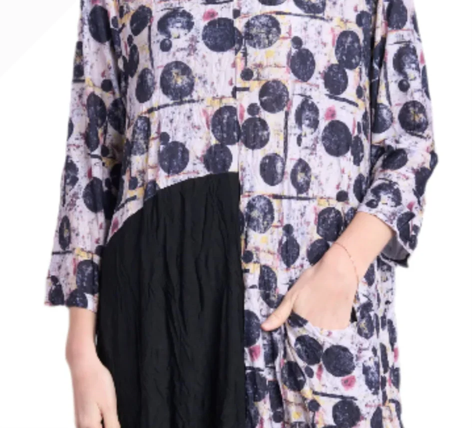 Shana European Crushed Polyester Drop Waist pocket  Dress (25679) - Image 2