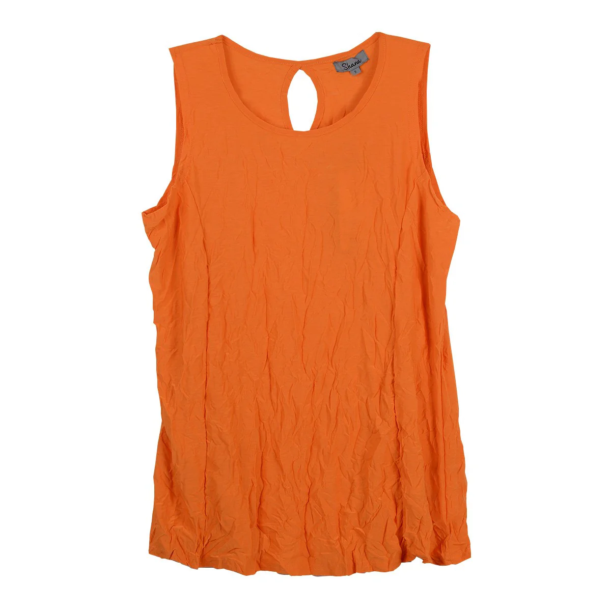 Shana Crushed Solid Coral Tank Top (24080)(Coral Orange)