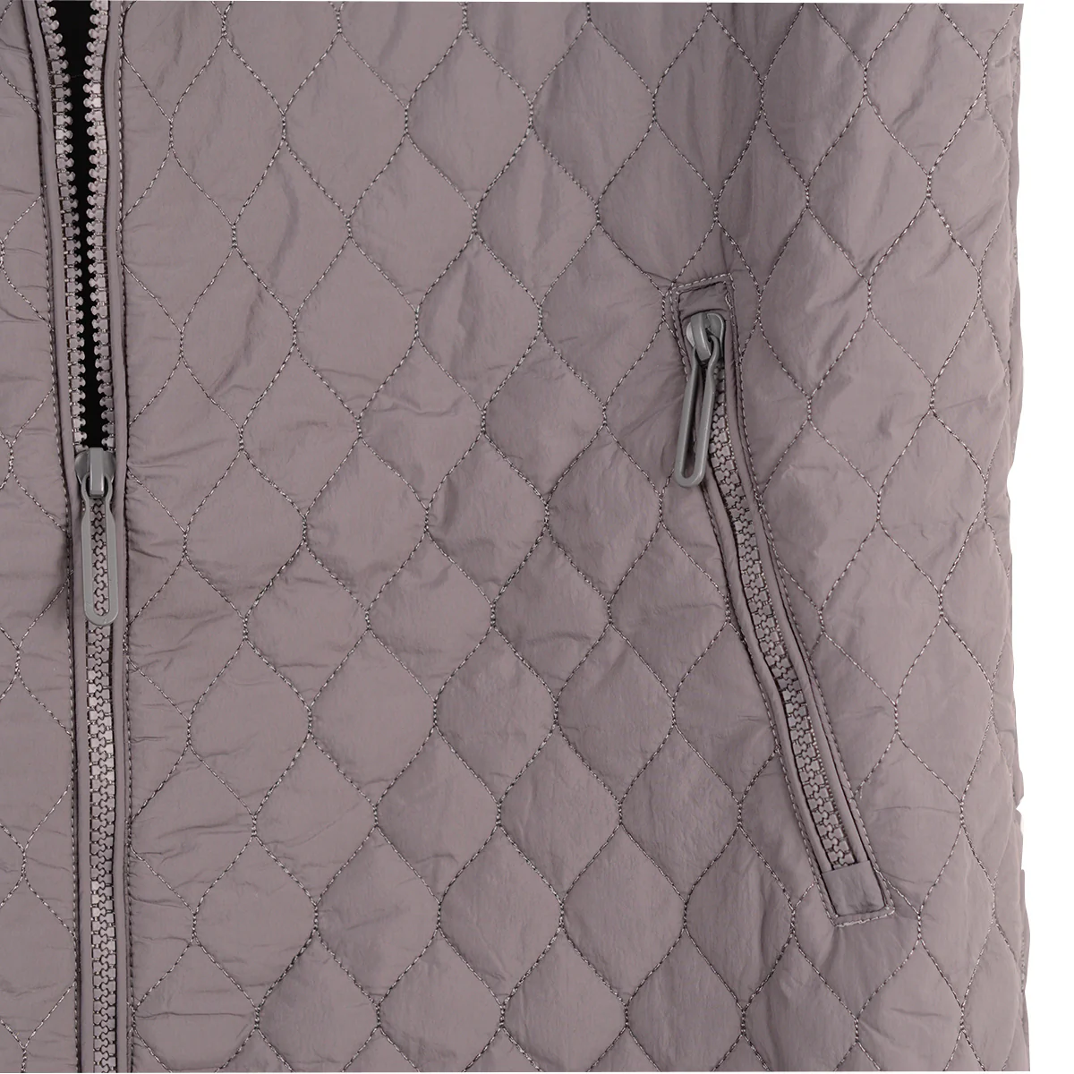 Shana Solid Grey Long Hoodie Quilted Vest (25750) - Image 4