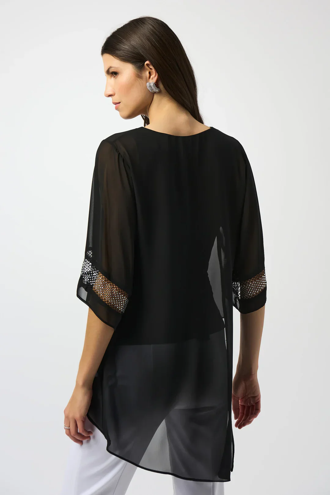 Joseph Ribkoff Signature Asymmetrical Layered Bling Top (251740)(Black)(Size 10) - Image 2
