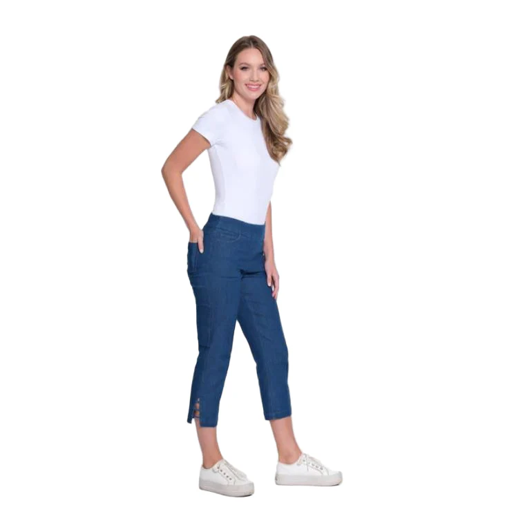 Slimsation Pull On 3 Strap Hem Real Pockets Crop Jeans (M24710PM) (LTINDY) - Image 2