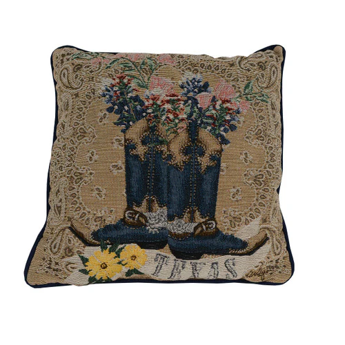 Texas Bluebonnets in Boots Pillow 17" (TLBONN) - Image 2