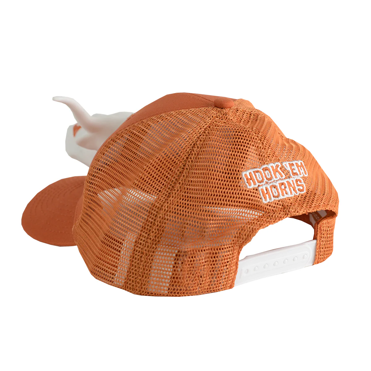 Texas Longhorn 3D Horns Up Orange with White Bevo Trucker Cap - Image 2