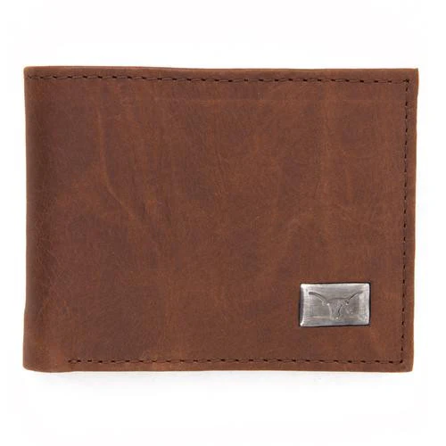 Texas Longhorn Brown Bi-Fold leather Wallet (2570) - Image 3