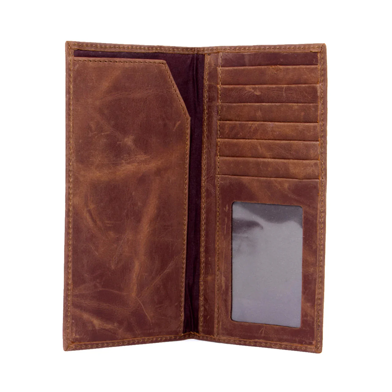 Texas Longhorn Brown Leather Secretary Wallet (2572) - Image 2