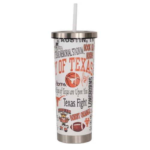 Texas Longhorn Campus Wrap-Around Insulated Slim-Jim 24 oz Tumbler (VM310-CP6755) WHT - Image 2