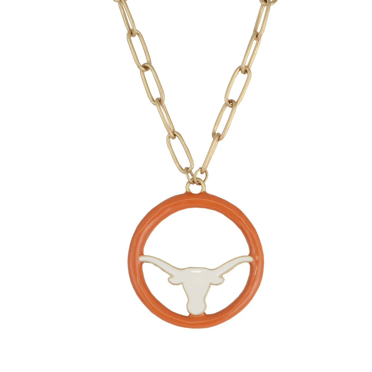 Canvas Texas Longhorn Logo Enamel Medallion Necklace