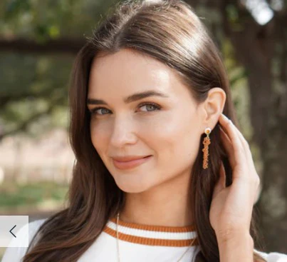 Texas Longhorn Canvas Enamel Longhorn Autograph Earrings (GLD) (26258E-TEX) - Image 2