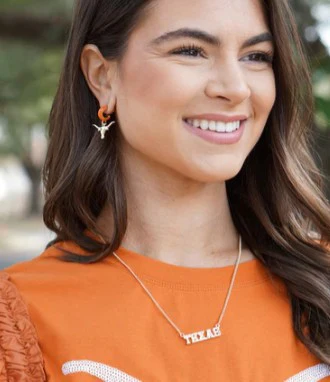 Texas Longhorn Canvas Texas Spelled Varsity Outline Necklace (GLD) (26247N-TEX) - Image 3