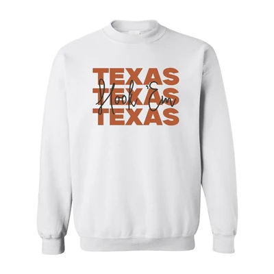 Texas Longhorn Capri Designs Game Time Crewneck Fleece Pullover (K303TEX25)