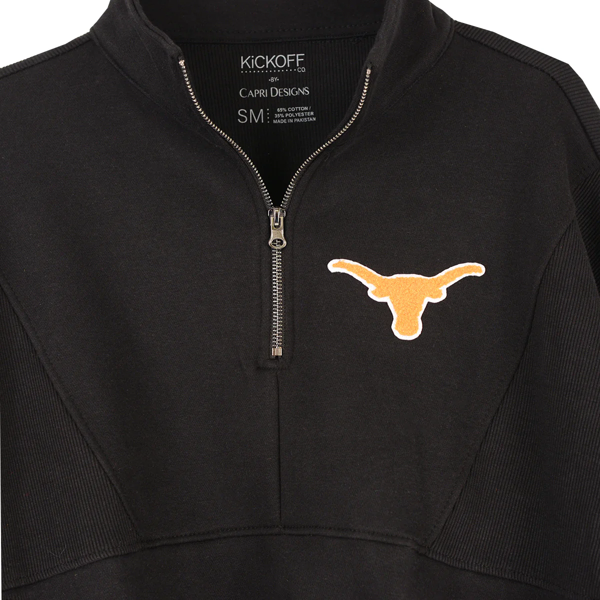 Texas Longhorn Capri Designs Varsity Patch 1/4 zip Pullover  (K513TEX23047) - Image 3