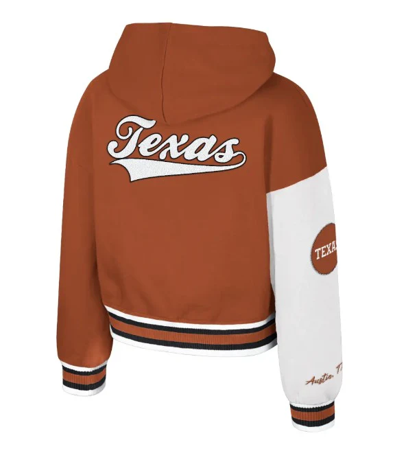 Texas Longhorn Colosseum Youth Girls' Pentals Letterman Jacket (BO/WHT) - Image 2