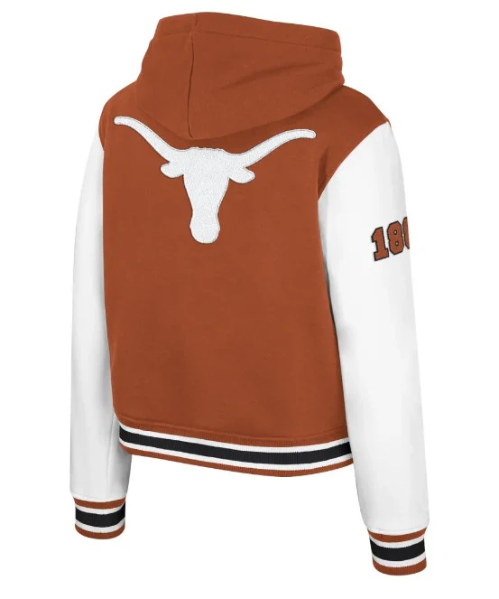 Texas Longhorn Colosseum Ladies Bedford Falls Knit Letterman Jacket (BO/WHT/) - Image 2