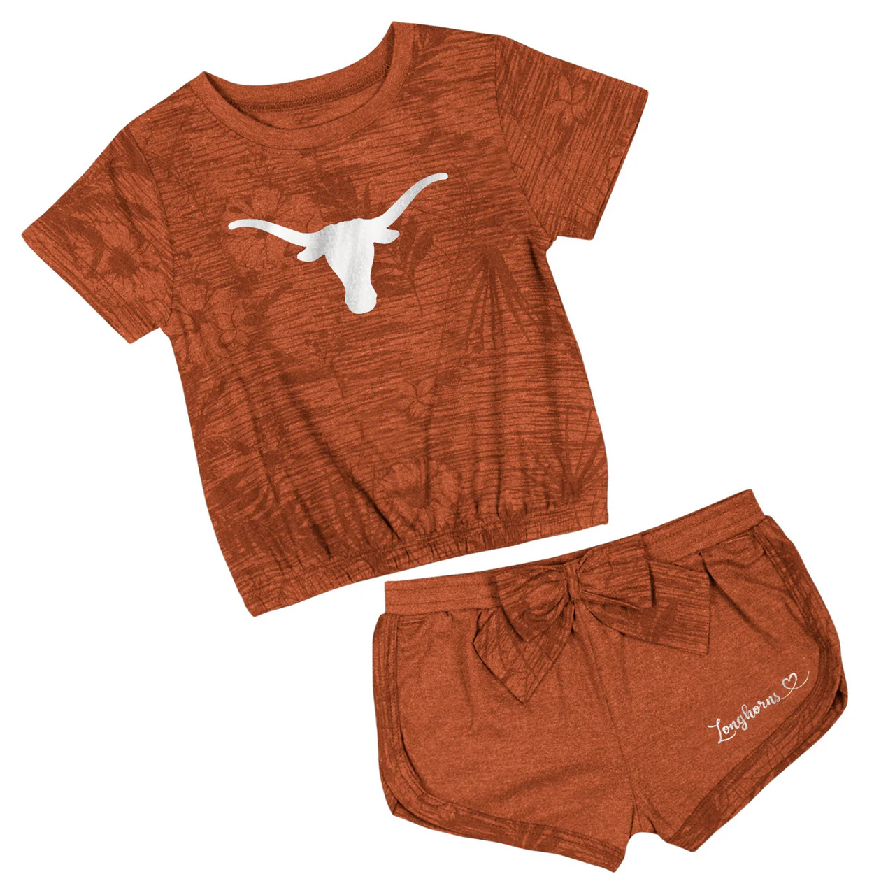 Texas Longhorn Colosseum Toddler Girl's Fern Tee & Short Set (BO)
