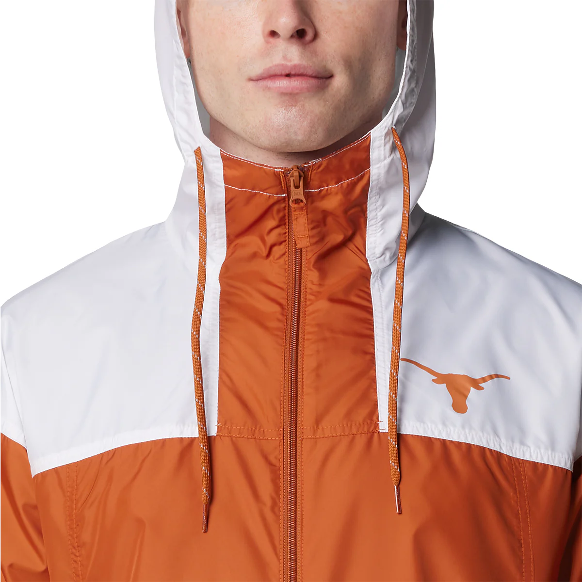 Texas Longhorn Columbia Men's Flash Challenger ll Hooded Windbreaker Jacket (CEDAR/WHT) - Image 3