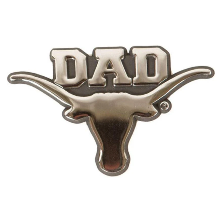 Texas Longhorn Dad Auto Vehicle Car Chrome Emblem