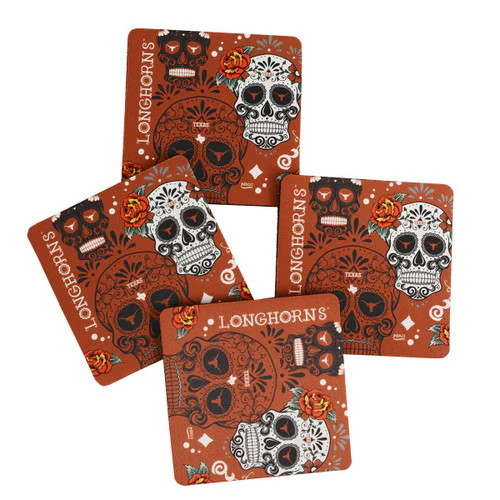 Texas Longhorn Day of the Dead 4-Pack Neoprene Coasters - Image 2