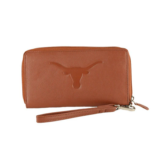 Texas Longhorn Embossed Logo Leather Wristlet (7910CO) COGNAC - Image 4