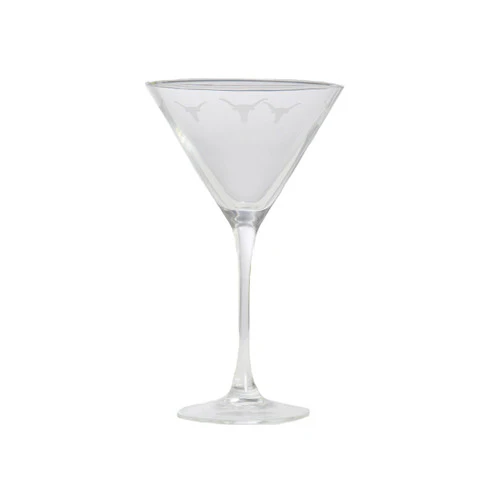 Texas Longhorn Etched Logo Wrap Martini Glass 13oz (ERRM) - Image 2