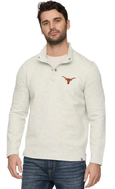 Texas Longhorn Flag & Anthem Men's Silverton Quilted Pull Over (101-KT2183)(Grey Heather)
