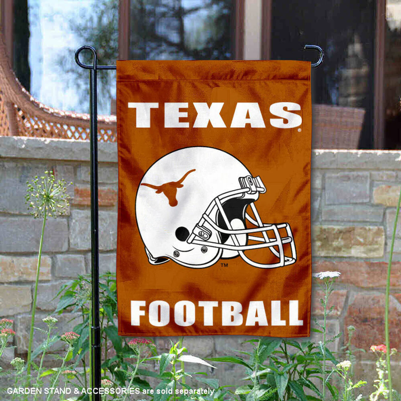 Texas Longhorn Football Helmet & Letters Garden Flag Banner (0131386FH)