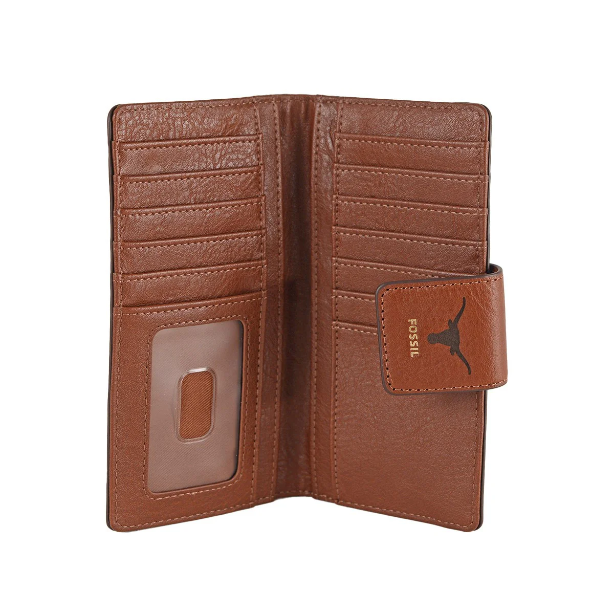 Texas Longhorn Fossil Leather Logan Logo Embossed Clutch Tab Wallet (PR78300200) BROWN - Image 3
