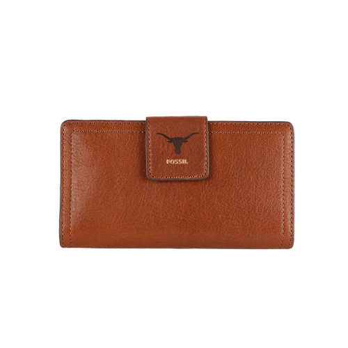 Texas Longhorn Fossil Leather Logan Logo Embossed Clutch Tab Wallet (PR78300200) BROWN - Image 4