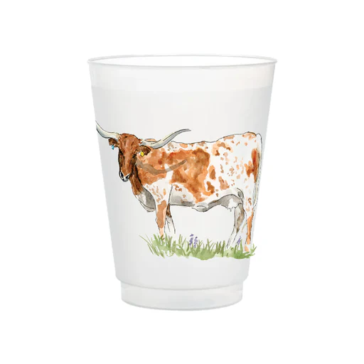 Taylor Paladino Texas Longhorn Frosted Plastic drink Cups | Set of 6 - Image 2
