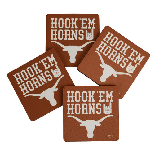 Texas Longhorn Hook 'em 4-Pack Neoprene Coasters - Image 2