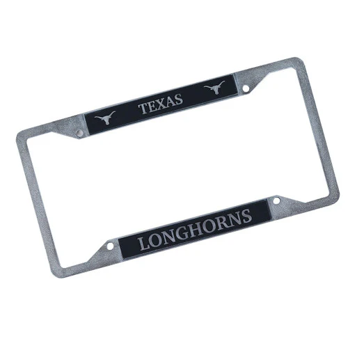 Texas Longhorn License Plate Cover (PF-100) SLV/BLK - Image 2