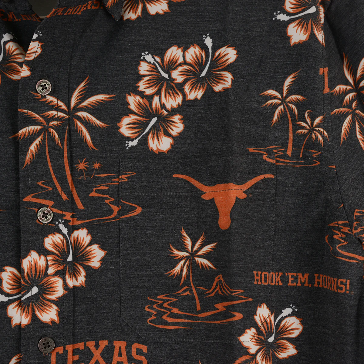 Texas Longhorn Reyn Spooner Kekai Print Button Front Shirt (M608313125) - Image 2
