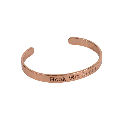 Texas Longhorn Rose Gold Tone Hook 'em Cuff Bracelet (TEX40061) - Image 2