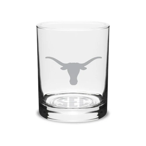 Texas Longhorn SEC & Logo Etched On The Rocks Glass - Image 2